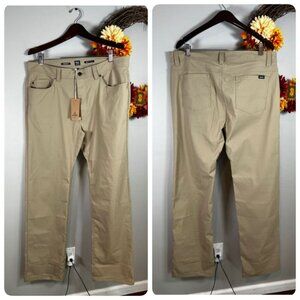 prAna Mens Brion Slim Hiking Outdoor Pant II  Sz 36/34 in Sandstone Standard Fit